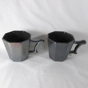Starbucks Coffee Octagon Mugs 2013 Iridescent Gunmetal Gray Metallic Pewter 14oz